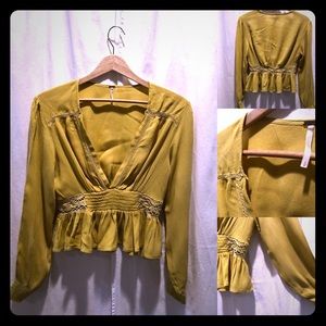 Free People peplum deep v-neck top